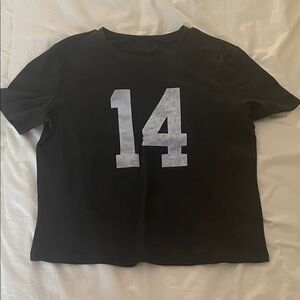 Brandy Melville Black Crop Top with White Number